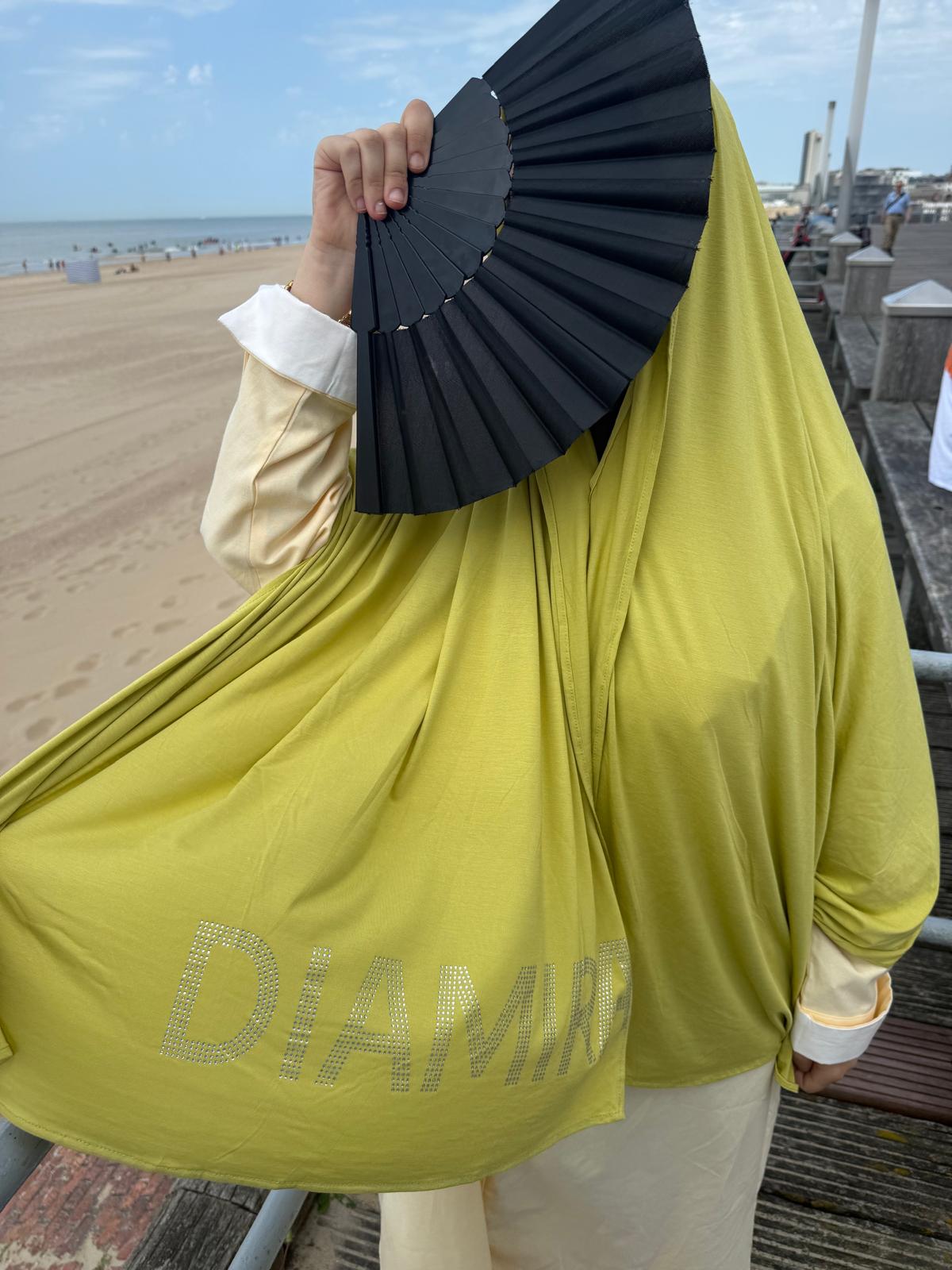 100% Bamboo Hoofddoek met Magneet & Onderkapje – Elegant Lang Model met Diamira Logo