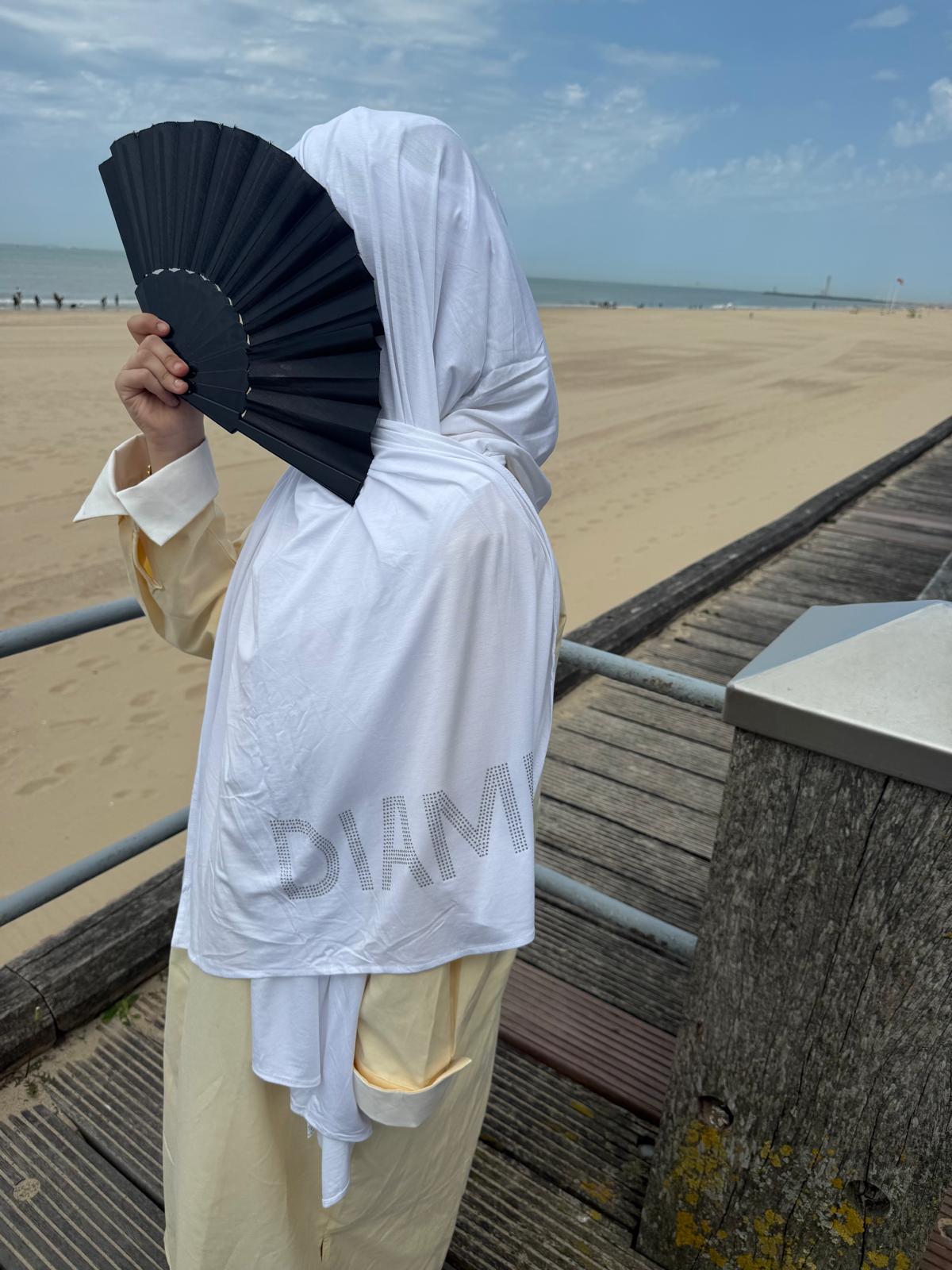 100% Bamboo Hoofddoek met Magneet & Onderkapje – Elegant Lang Model met Diamira Logo