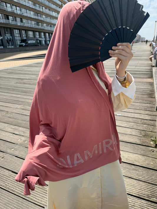 100% Bamboo Hoofddoek met Magneet & Onderkapje – Elegant Lang Model met Diamira Logo