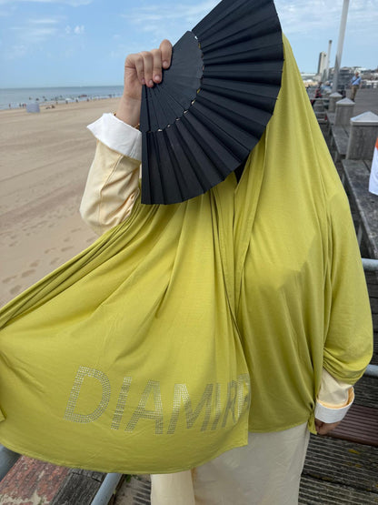 100% Bamboo Hoofddoek met Magneet & Onderkapje – Elegant Lang Model met Diamira Logo